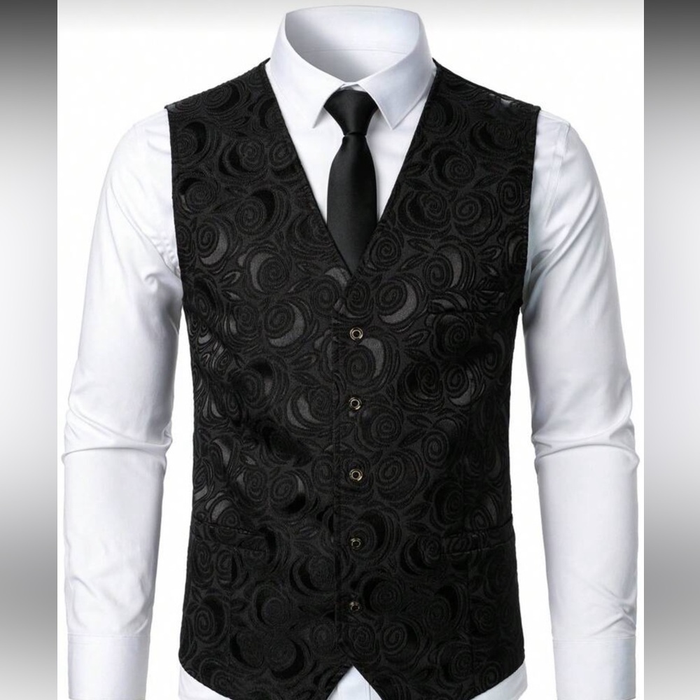 Elegant Black Paisley Vest for Men